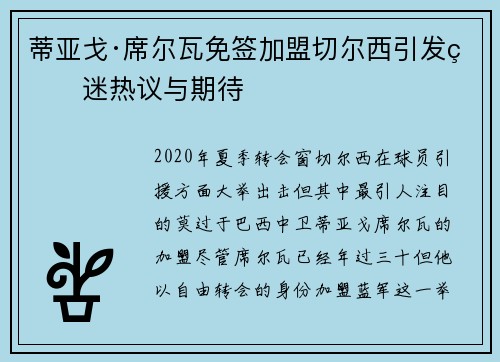 蒂亚戈·席尔瓦免签加盟切尔西引发球迷热议与期待 蒂亚戈·席尔瓦免签加盟切尔西引发球迷热议与期待